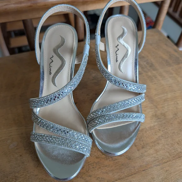 Glamorous Silver Rhinestone Heels - Picture 2 of 6